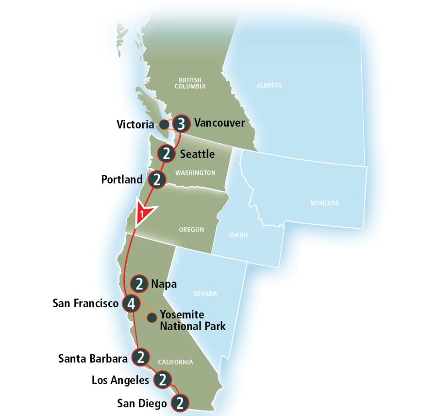 Pacific Surfliner Route Map Grand Pacific Coast Rail Journey | Amtrak Vacations®
