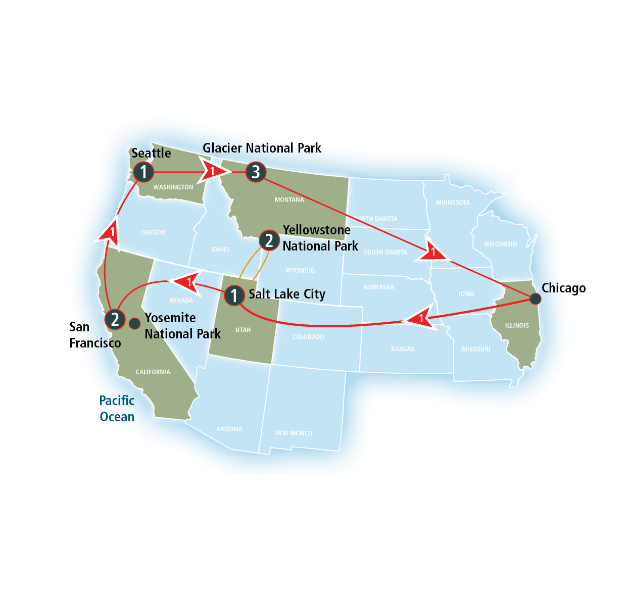 Map Yellowstone To Glacier National Park Grand National Parks With Yellowstone, Yosemite, And Glacier National Park  | Amtrak Vacations®