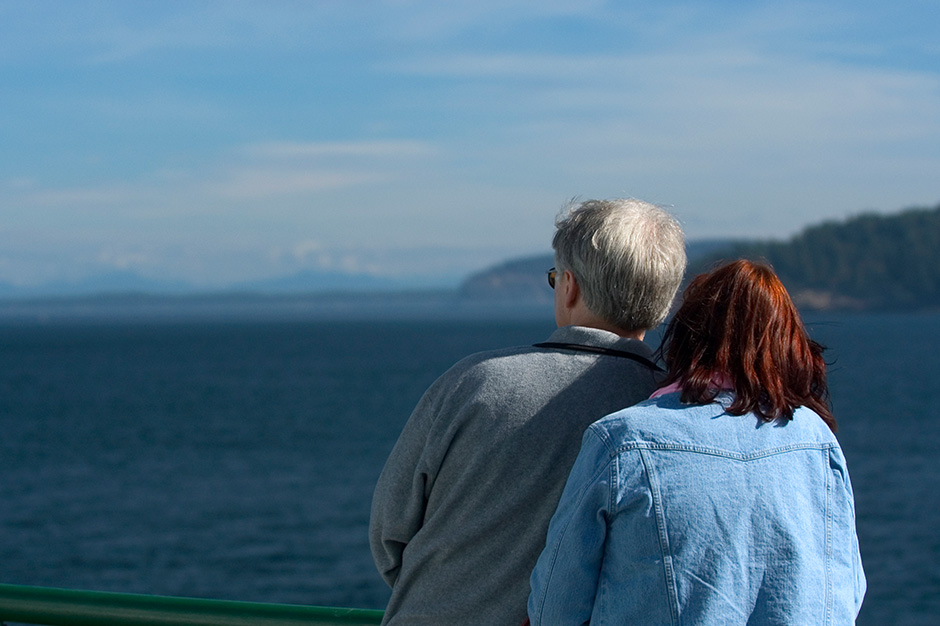 Couple overlooking a lake 