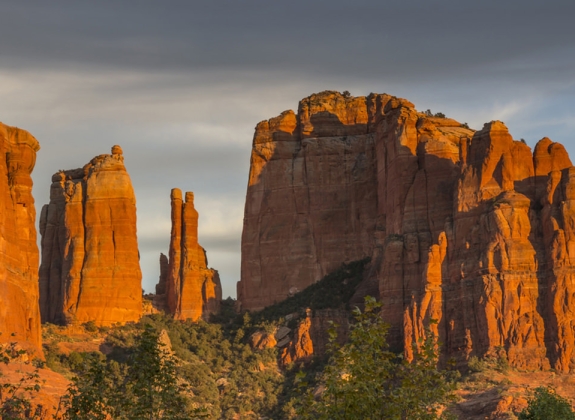 Cathedral Rocks at Sunset with Moon Cathedral Rocks at Sunset with Moon