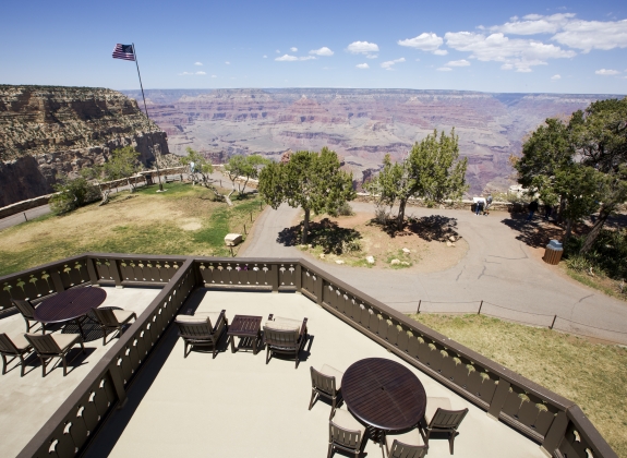 El Tovar hotel view of grand canyon from balcony