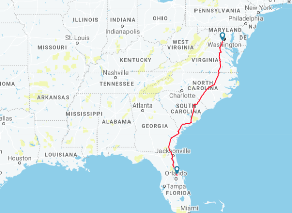 Auto Train Route Map