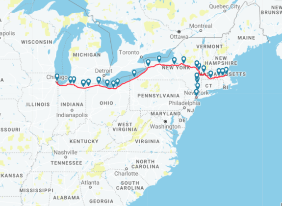 Routes Lakeshore Limited map