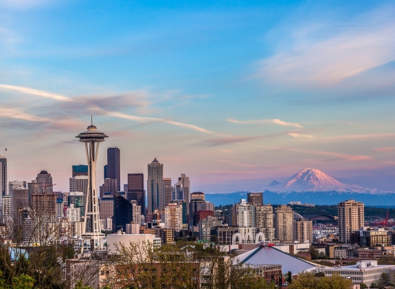 Downtown Seattle city view at night Downtown Seattle city view at night