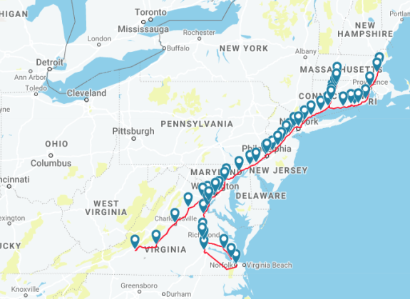 Amtrak's famous Northeast Regional Route
