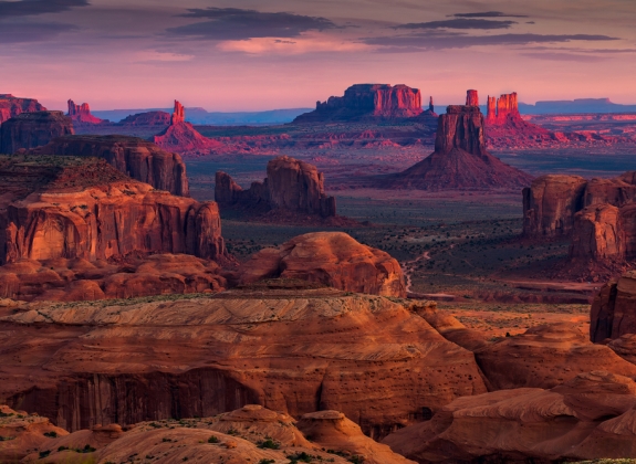 Sunrise in Hunts Mesa navajo tribal majesty place near Monument Valley, Arizona, USA