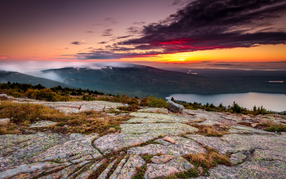 Acadia national park, cadillac mountain Sunset in Acadia national park, cadillac mountain