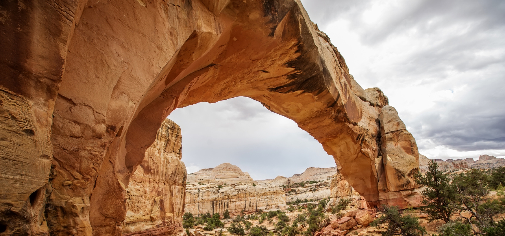 Hickman Natural Bridge Capitol Reef National Park Utah Spectacular view to Hickman Natural Bridge in Capitol reef National park in Utah, USA