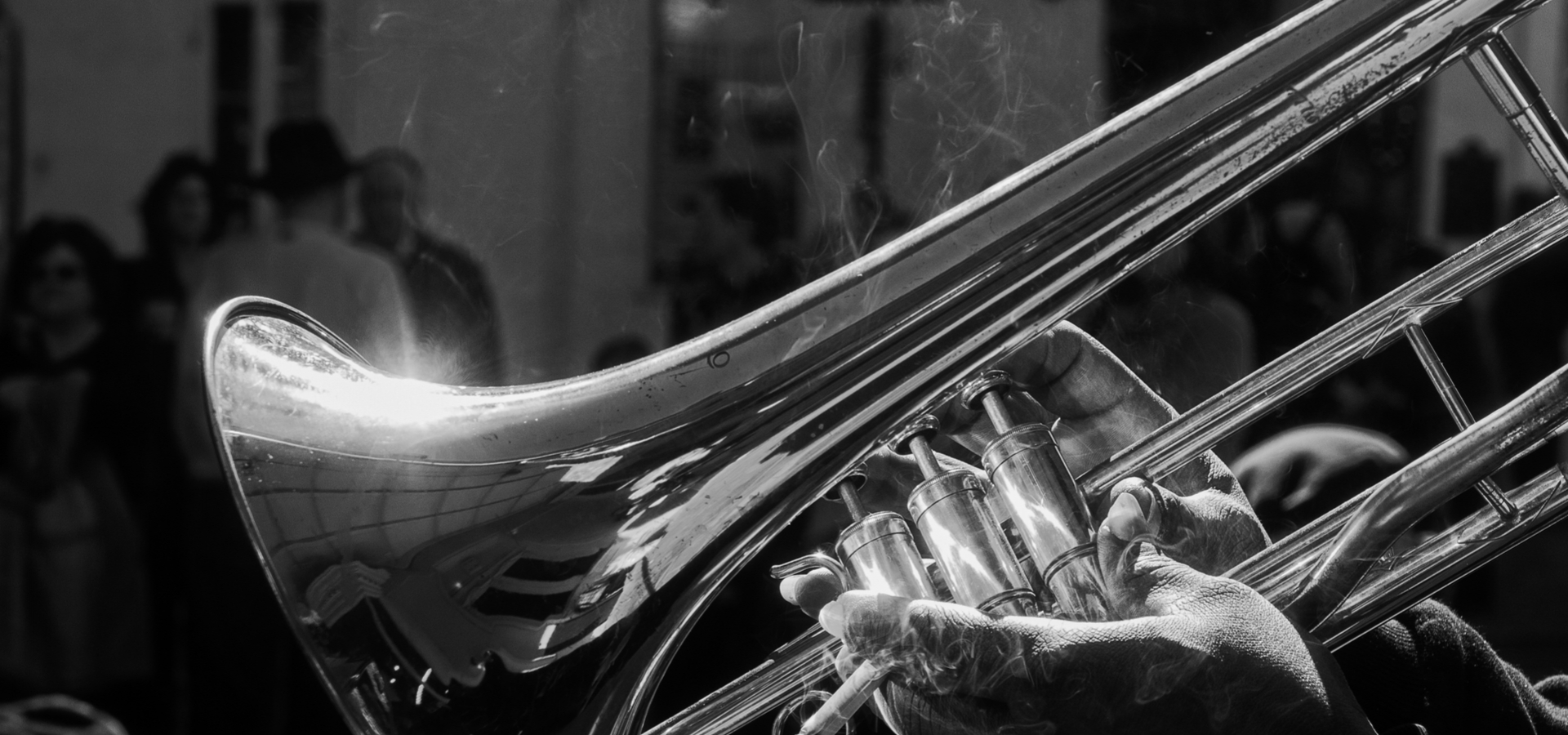 brass instrument being played in new orleans jazz club