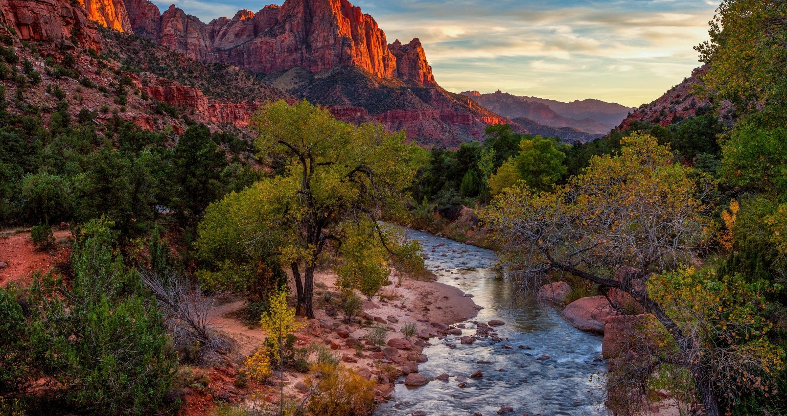 river flowing through zion national park in utah