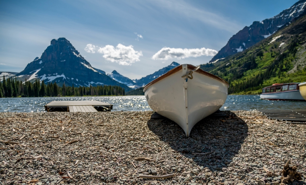 Row Boat at Lower Two Medicine Lake, Glacier National Park