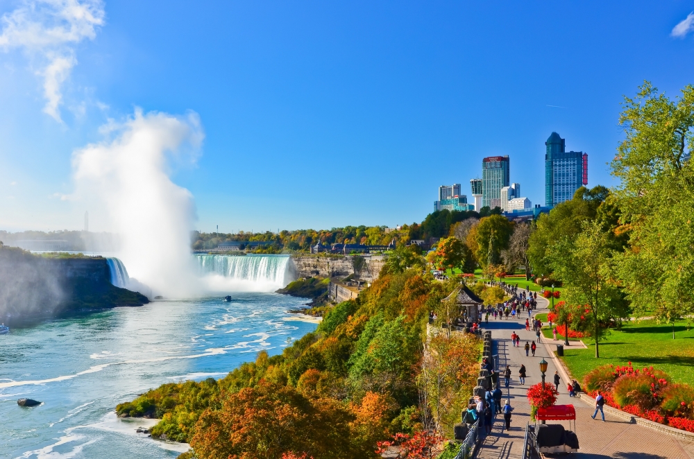 View of Niagara Falls in a sunny day